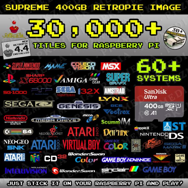 Supreme 400GB Retropie microSD Card - 30,000+ Preloaded Games for ...
