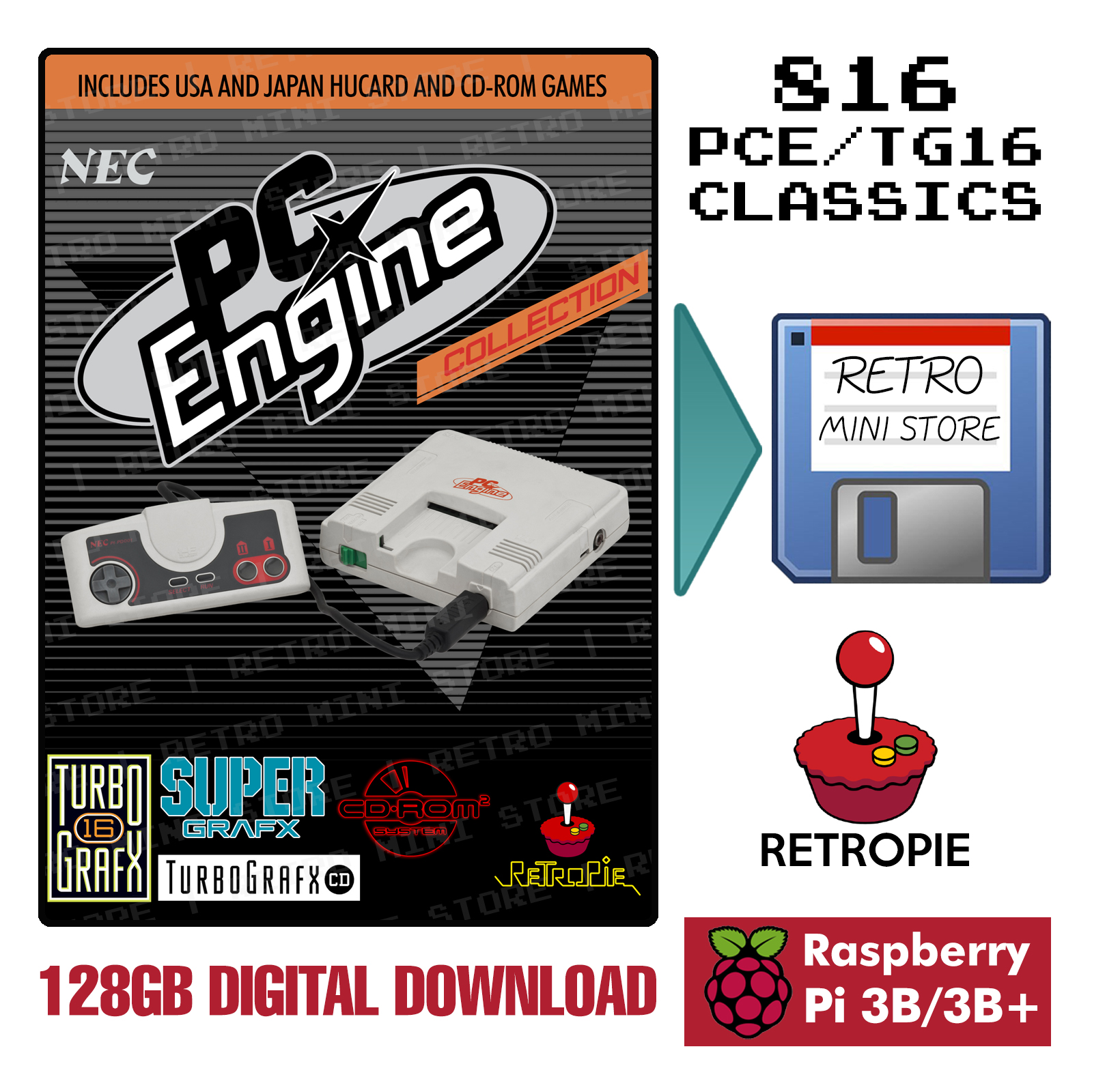 PC Engine Mini Pi 3 Classic Edition's Mini & Full Size PC Engine